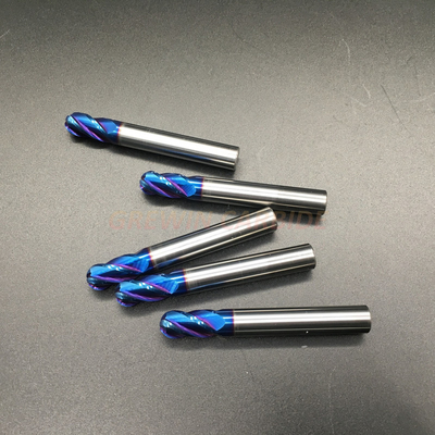 HRC65 Tungsten Karbür Bilyalı Burun Frezeler Mavi Naco Kaplamalı 2.5X8X50 ile 2 Flüt