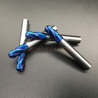 HRC65 Tungsten Karbür Bilyalı Burun Frezeler Mavi Naco Kaplamalı 2.5X8X50 ile 2 Flüt