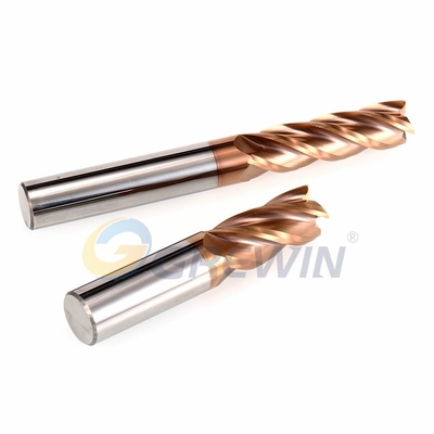 Tungsten Solid Carbide Flat End Mill 4Flutes  HRC55 Copper Color TiAIN Coated Sharp Cutting Tools Machine Tools