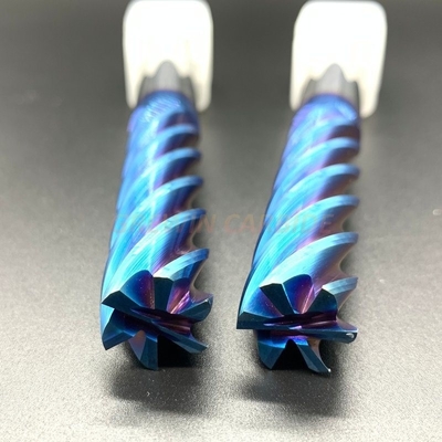 Mavi Nano Kaplamalı Özelleştirilmiş HRC65 6 Ağızlı Solid Karbür Parmak Frezeler