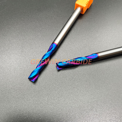 Çift Flüt Spiral Düz Karbür Parmak Freze Mavi Nano Kaplamalı CNC Freze Kesici
